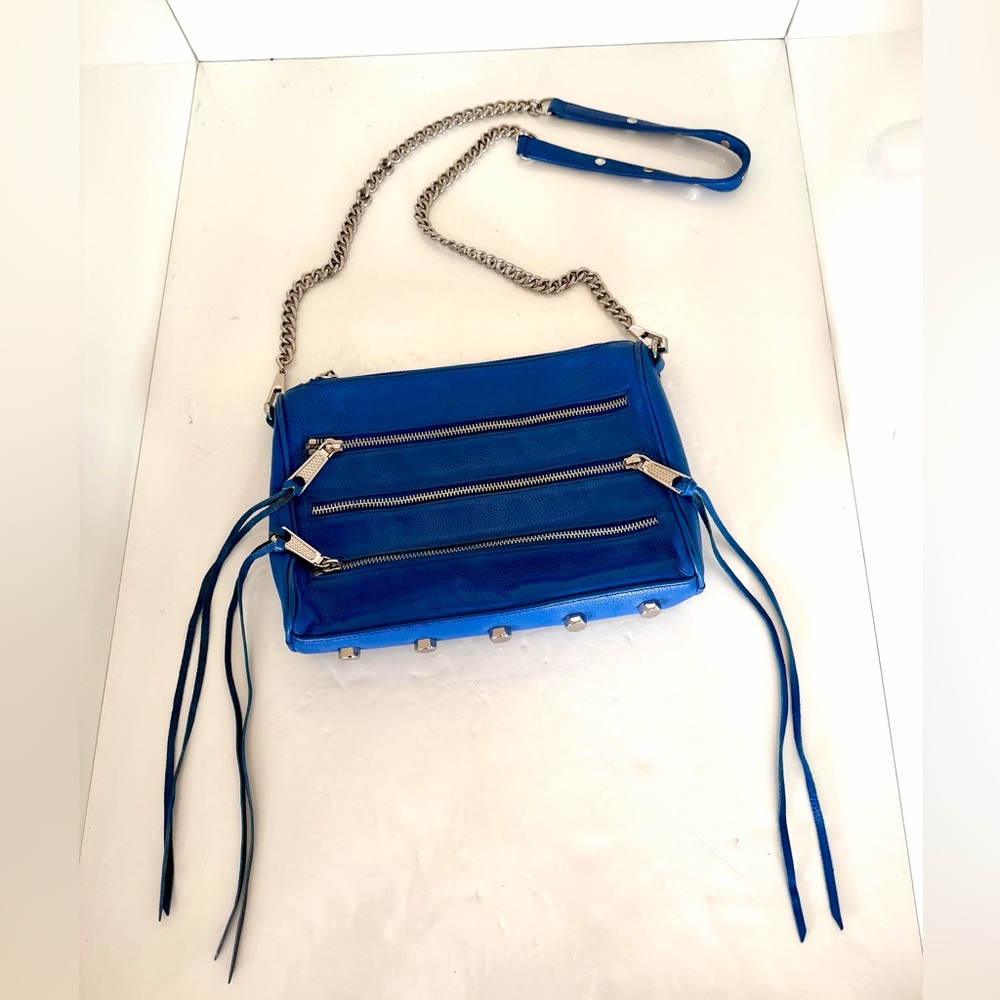 Rebecca Minkoff Blue Leather Crossbody Bag with Chain Strap